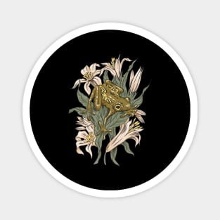 Cottagecore Aesthetic Frog On Flowers Magnet